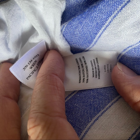 Rails Wren Pacifica Stripe Dress, Sz Large, Blue & White stripes, Rayon & Linen - Picture 14 of 14